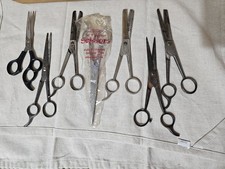 Lot Of Vintage Hair Shears Scissors Italy Germany Griffon Kayser Elk Sammann