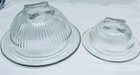 2 Federal or Hazel Atlas Clear Glass Nesting Bowls Rolled Rim Square Bottom
