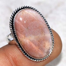 Sunstone 925 Silver Plated Ring US 8.5 Jewelry Gift JW