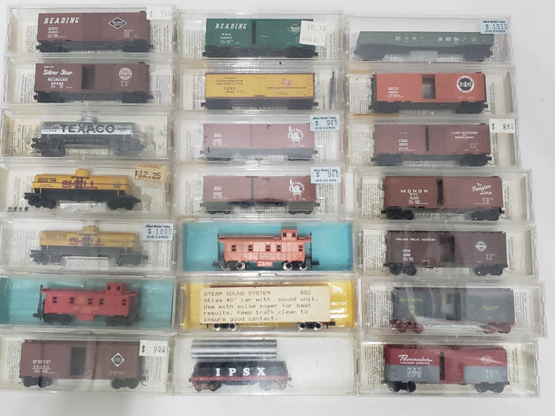 Huge Lot N Scale (21) Late Steam Era Roiling Stock MTL Atlas Steam Sound Car