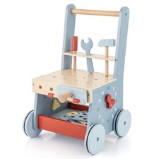 2-in-1 Wooden Baby Push Walker w/ Multi-Activity Center  Bottom Storage Toys