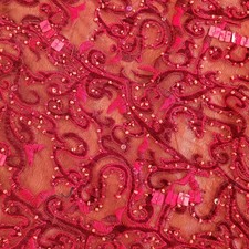 VNTG Coldwater Creek Red Beaded Burnout Velvet Jacket Blazer  XL