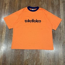 VTG Y2K Dada Supreme Jersey Top Orange Navy Blue Sz 2XL Made in USA Embroidered