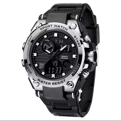FREE shipping Men s Sports Wristwatch Dual Display LED Analog Waterproof  