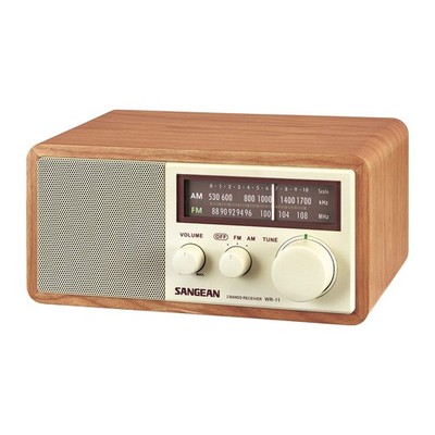 Analog Radio AM FM Tabletop Wood Cabinet Walnut WR-11 Sangean AM FM Wooden