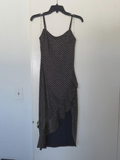 Blashe Women's Size *Small* Thin Strap Gold Checkerboard Shimmer Bodycon Dress