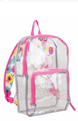 Clear Pretty Flowers Backpack Heavy Duty EastSport 18 x 12 with Padded Strap