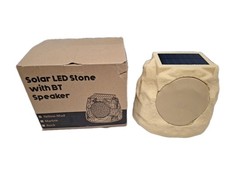 Solar LED Stone Rock with Bluetooth Speaker Yellow Mud Waterproof