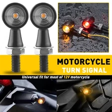 Motorcycle Black Amber Round Turn Signal Blinker Light For Cafe Racer Chopper EC