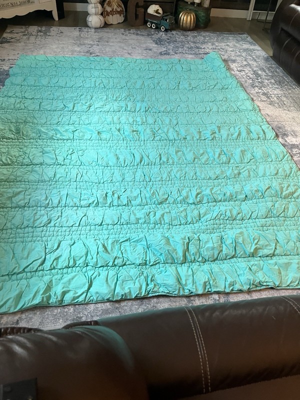 Pottery Barn Kids Tassel Twin Teal  Green European Cotton Comforter 68 By 86
