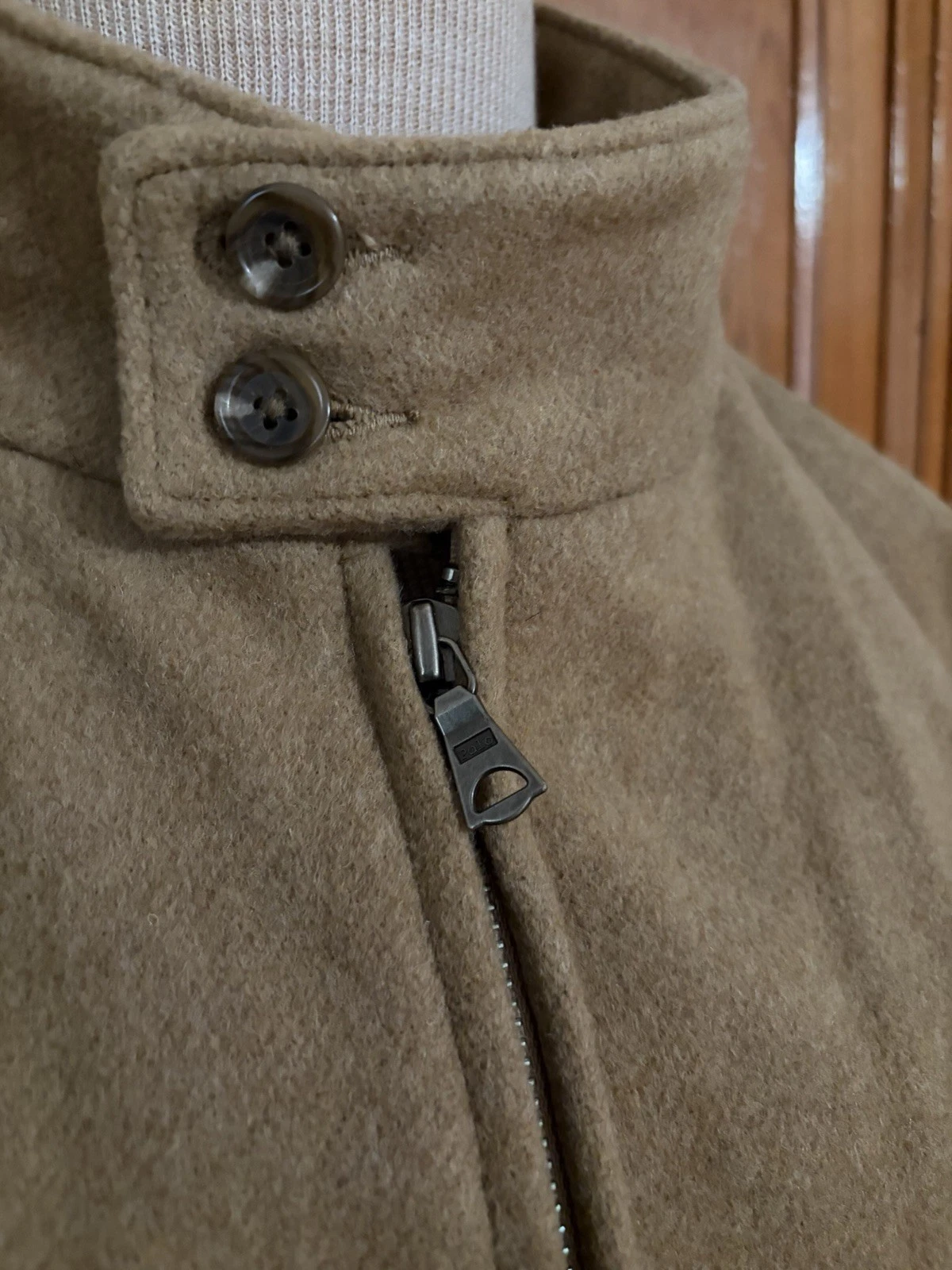 Vintage Polo Ralph Lauren Wool Harrington Jacket Mens Large Camel Tan Full Zip - product detail image 6