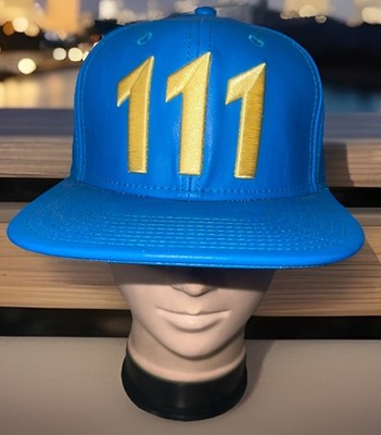 NWT Fallout 4 Hat  Video Game Vault 111 Bethesda Blue Leather Flat Bill Snapback