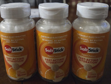 Lot 3 SaltStick FASTCHEWS Chewable Electrolyte Fast Acting Hydration Tart Orange