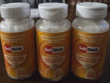 Lot 3 SaltStick FASTCHEWS Chewable Electrolyte Fast Acting Hydration Tart Orange
