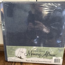 Westrim Memory Album Blue Leatherette Strap-Hinge Scrapbook 11 Sheets 12X12 NEW