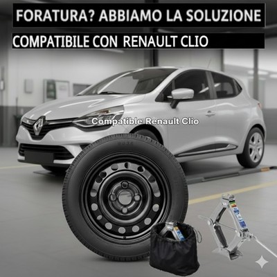Notrad-Kit Für Renault Clio 15'' 4-Loch Mit Wagenheber Etui DOT2025