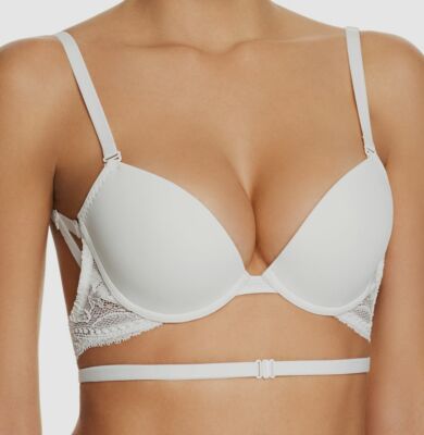 $120 Simone Perele Women's White Lace Eden Convertible Backless Bra Size XL/5