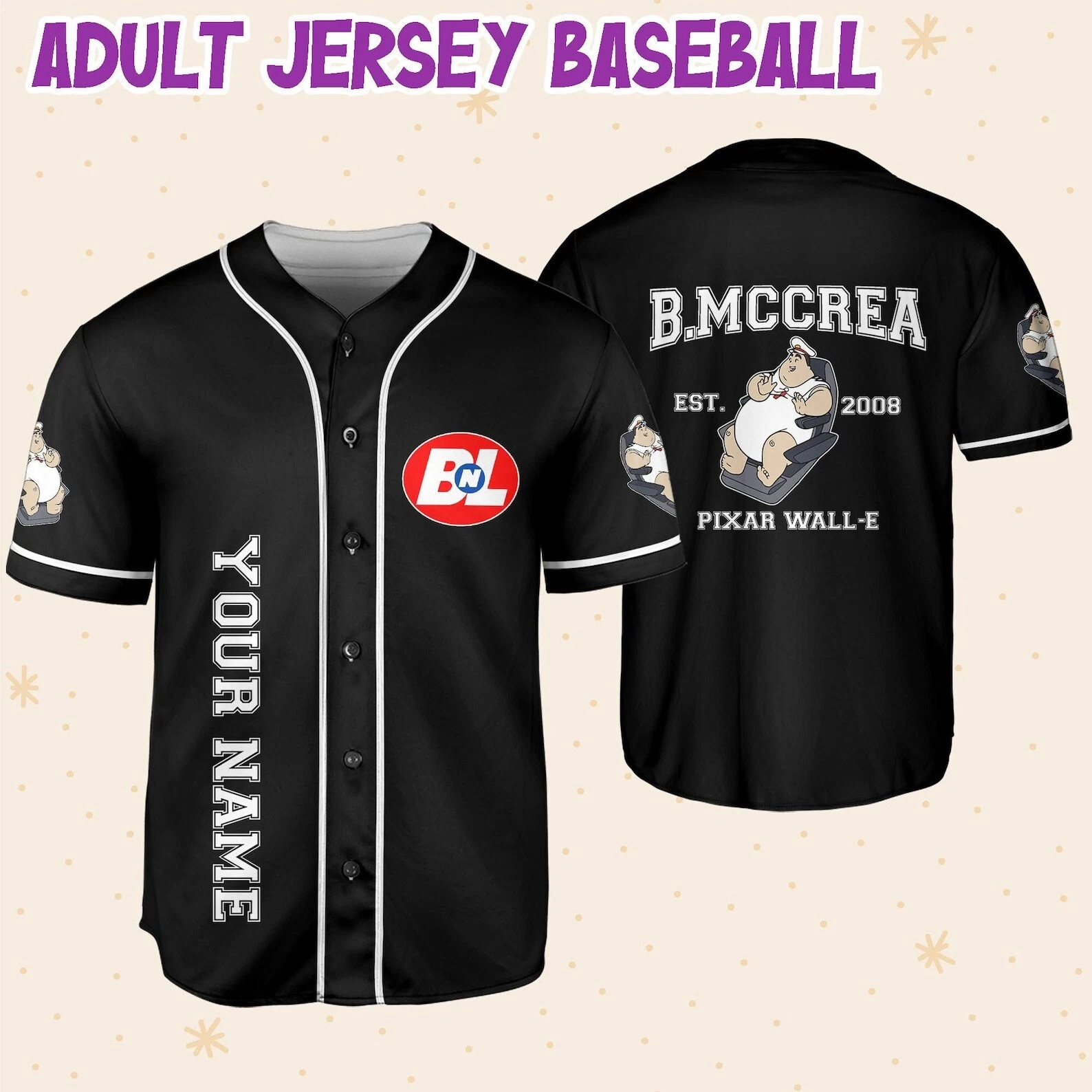 Personalized Disney Pixar WALL-E B.MCCREA Baseball Jersey