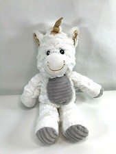 Spark Create Imagine Unicorn White Gray Gold 17" Rattle Crinkle Stuffed Plush