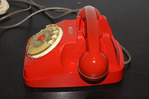 Telefono Sip Fisso Vintage rosso disco rotella anni 70 restaurato Non Testato - Zdjęcie 15 z 22