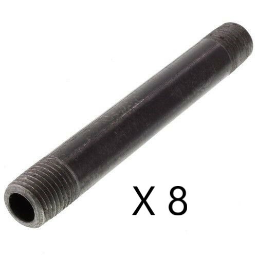 LOT OF (8) 3/4"X 12" Nipple BLACK MALLEABLE IRON GAS PIPE FITTINGS THREADED