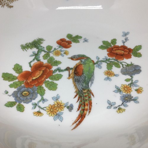 PV Vessra Porcelain Bowl Hand Painted White Gold Details Bird Flowers Germany - Bild 4 von 10