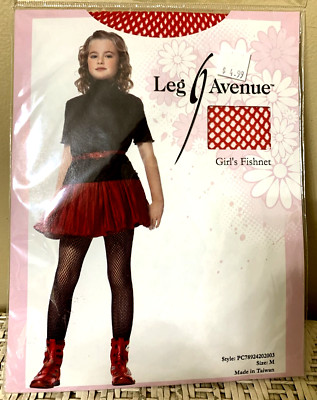 CHILD'S FISHNET STOCKINGS  Red   Costume Accessory  LEG AVENUE  New Pkg.  MEDIUM