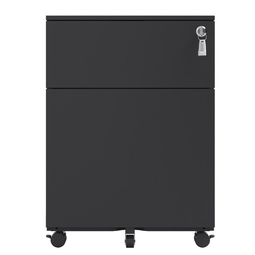 Armoire à fichiers mobile à 2 tiroirs avec serrure pour remises juridique/lettre/A4/F4 - Convient.