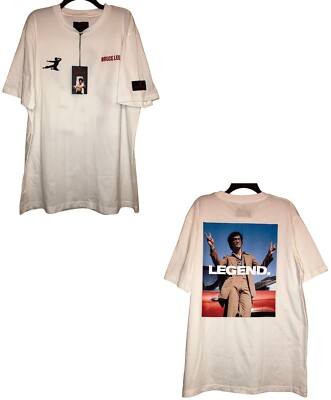 NWTs Bruce Lee x Shoe Palace Legend White Graphic T Shirt Sz 2XL Front and Back