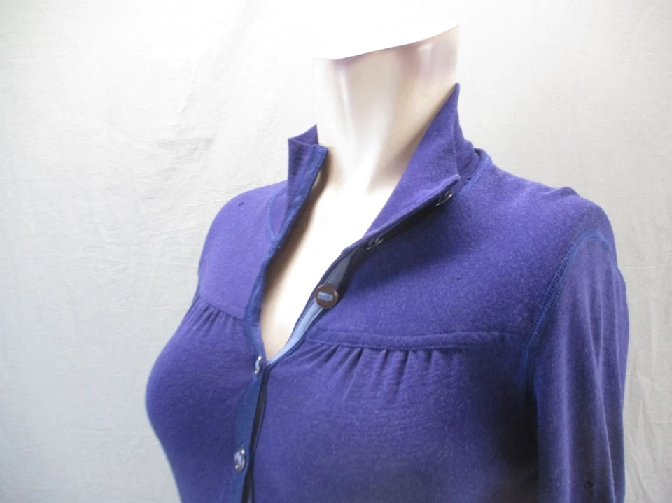 Vestido Title Nine Talla S Mujer Azul 100% Lana Merino Manga Larga 1/2 Botón 049 Foto 4 de 4