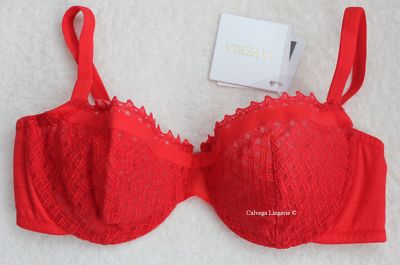 Nwt La Perla 906407 '' Greta '' Balconett, Bügel, Weich Tasse Spitzen Bh, True Rot