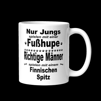 Finnischer Spitz Tasse - Mug Nur Jungs spielen mit Fußhupe Männer Geschenk