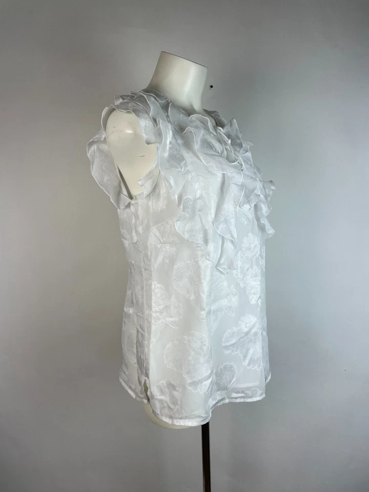 LOTE de 2 DOS Blusa sin mangas sin mangas Attention para mujer Camiseta sin mangas con volantes Frontal L Foto 4 de 4