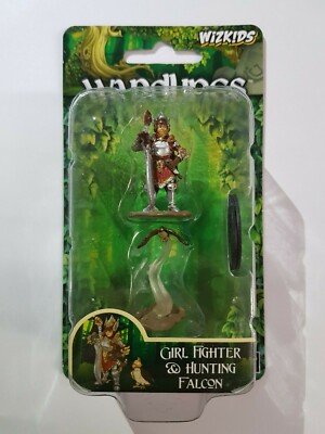 Girl Fighter & Hunting Falcon - D&D - Wizkids Wardlings Miniatures Pre-Painted