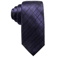 RYAN SEACREST DISTINCTION Purple Black Salina Grid Silk Slim Tie