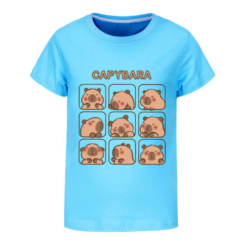Kids Capybara T-Shirt Cute Animal Childrens Boys Girls Summer Casual Tops Tee UK - Picture 49 of 57