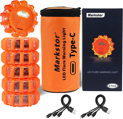 LED Road Flares 3 Pack Roadside Emergency Car Kit, Road Safety Flare Light USB R