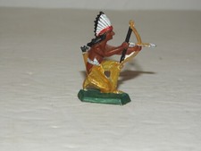 INDIAN WARRIOR KNEELING WITH BOW SEMI FLAT LEAD 1 9/16" TALL