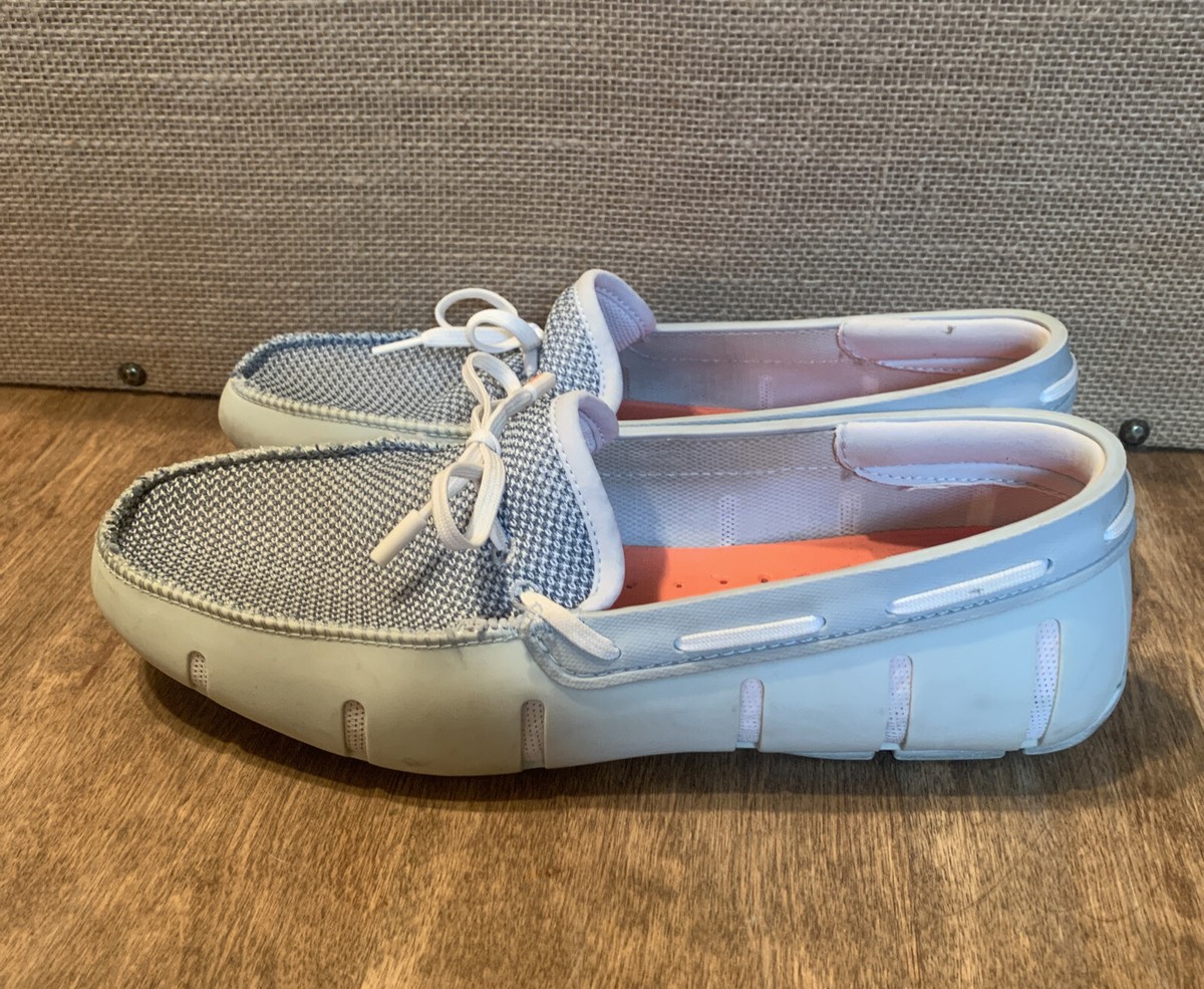 SWIMS Men's Lace Braided Loafers Gray/White Slip On Rubber/Mesh - Main Image