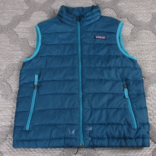 Patagonia Vest Boys Medium 10 Blue Down Sweater Vest Full Zip *Please Read*