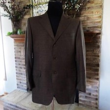 CANALI Super 120s Brown Birdseye Blazer Suit Jacket 52 42 L