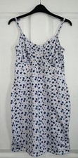 BNWT PRETTYLITTLETHING WHITE DITSY PRINT BUST BINDING DETAIL BODYCON DRESS 10