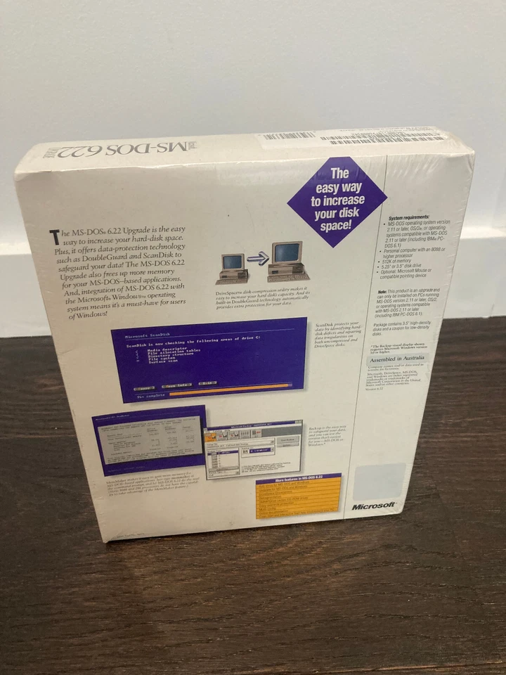 SEALED NEW - vintage Microsoft MS-DOS 6.22 Software Upgrade 3.5" Disks - Bild 2 von 4