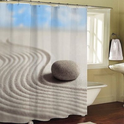 De Lujo 180 200cm Piedras Agua Náutico Playa Blanco Azul Poliéster Cortina de ducha