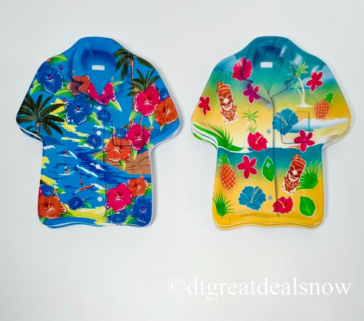 Aloha Hawaiian Shirt Tropical Melamine Plastic Snack Plates 8