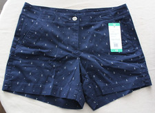 Nautica Ladies' Sailor Anchor Printed Shorts Cotton Stretch Twill Navy 12