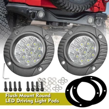 2X 5" 90W Flush Mount LED Pods Work Light Bar Combo OffRoad Driving Reverse 4WD