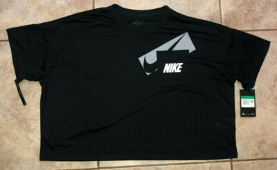 Womens Nike Dri-Fit Graphic Pocket Training Crop Top Black DC7189