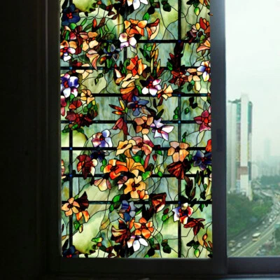 3D Statisch Haften Fenster Films Mattiert Stained Kamelie Glas Sticker Heim Deko - Bild 1 von 4