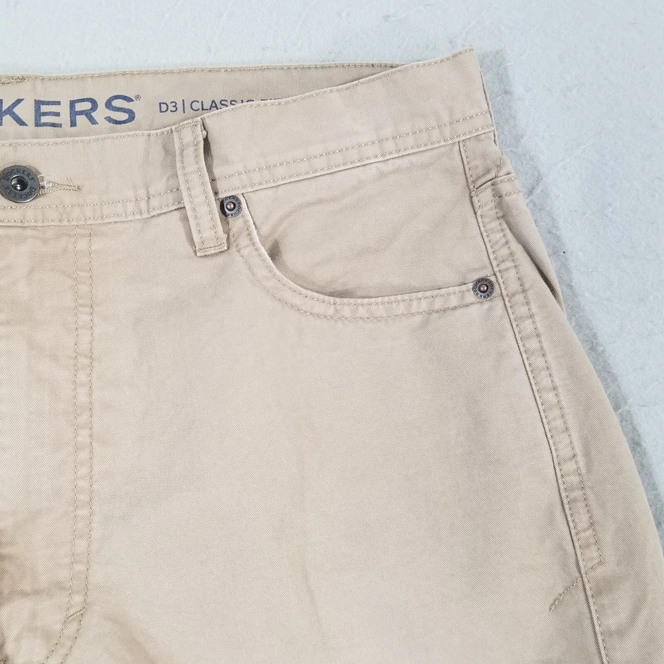 Dockers D3 Vaqueros Hombre 34x29 Marrón Algodón Sarga Pantalones Retro Preppy Retro Foto 4 de 4